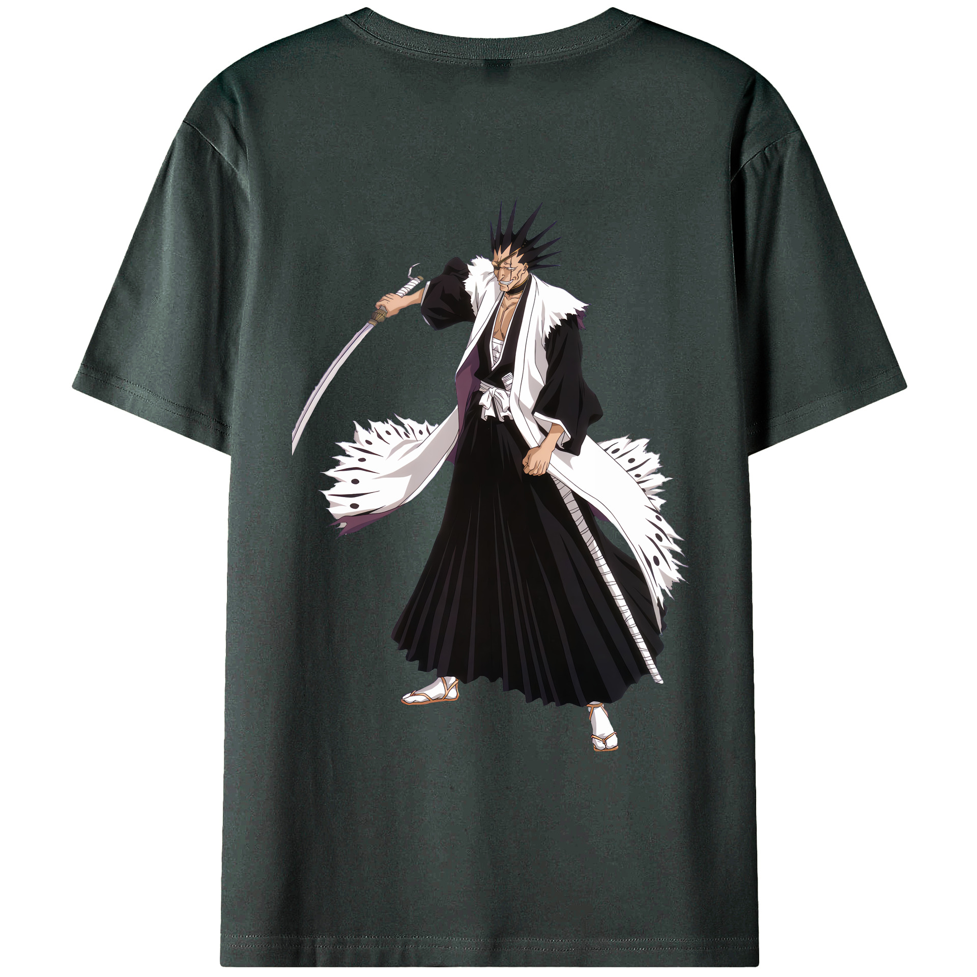 （画像用） ブリーチ ざらき けんぱち BLEACH Zaraki Kenpachi 綿100％ メンズ半袖Tシャツ（バックプリント） 通気性